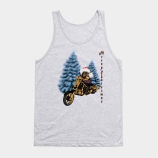 Merry christmas, funny mouse on a motorcycle with christmas hat Tank Top